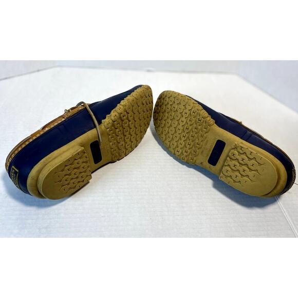 Vintage L.L. Bean Boots Women's Size 7  Blue Rubber Brown Leather Waterproof - Picture 4 of 4